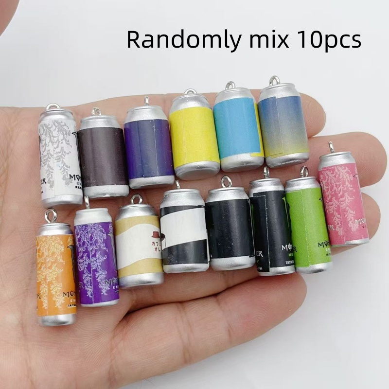 Jewelry Making - 10 Stück Mini-Simulations-Getränkedosen-Harzanhänger, bunte Nachbildungen von