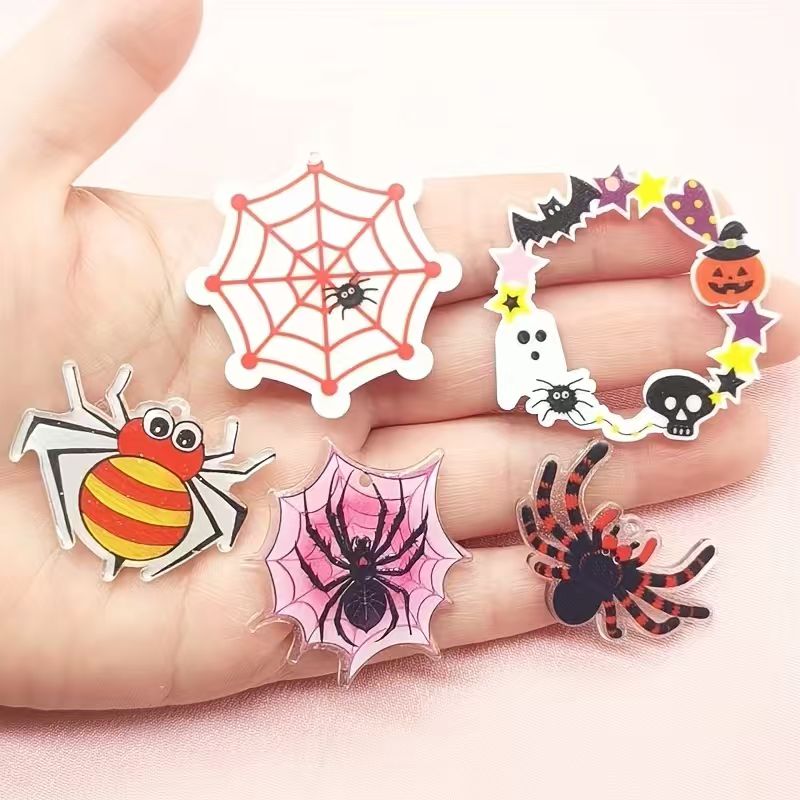 Jewelry Making - 10 Stück Acryl-Halloween-Spinnenanhänger, DIY-Schmuckherstellung, Ohrringe, Halskette,