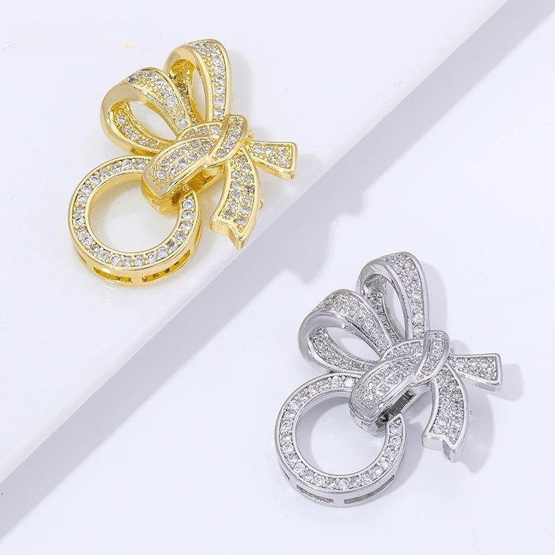 Jewelry Making Beads - 18K Vergoldete Perlenverschlüsse mit Zirkonia-Besatz, 3-Ring-Schmetterlings-Schmuckverschlüsse