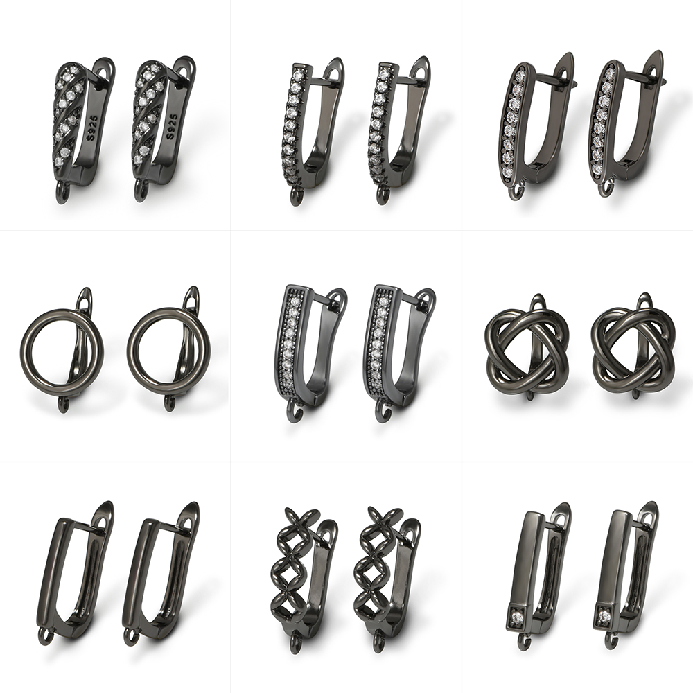 Jewelry Making Essentials - YANASI 1 Paar Waffen-Schwarz Messing Ohrringhaken
