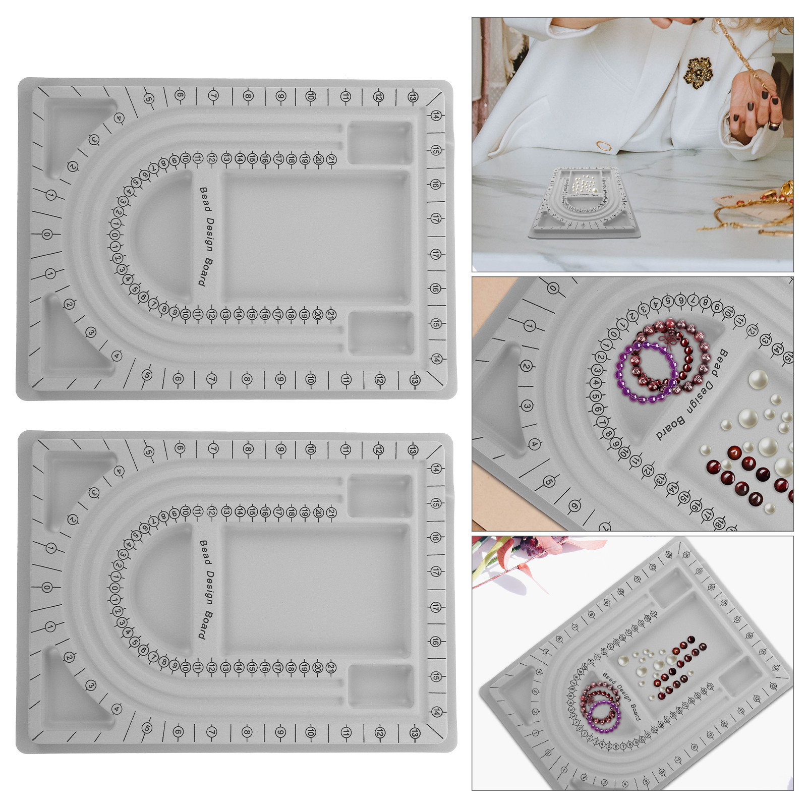 Jewelry Making Organizer - 2er-Set Perlen-Designbrett Schmuckherstellungstablett für Halsketten Armbänder