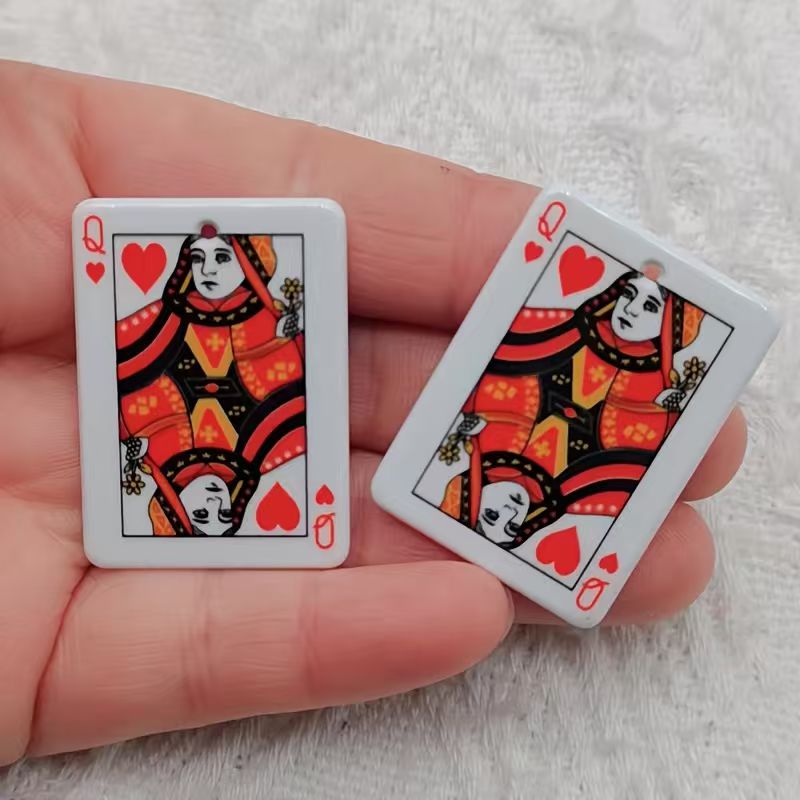 Jewelry Making - 10 Stück doppelseitiger Simulations-Poker-Anhänger aus Acryl,