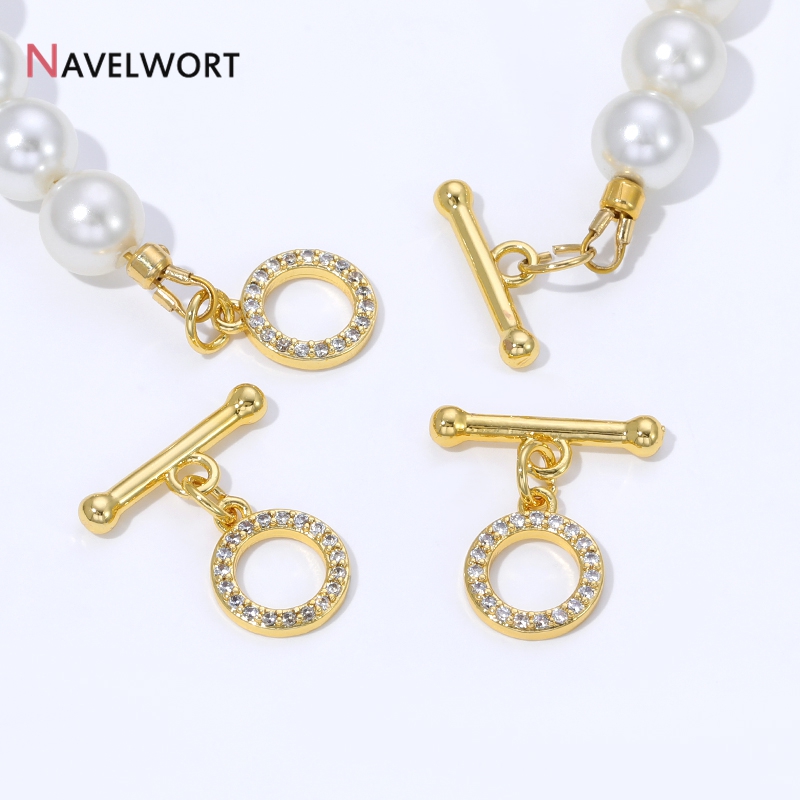 Jewelry Making Essentials - 18K Vergoldete Messing-Zirkon-OT-Verschlüsse, Knebelverschlüsse für DIY